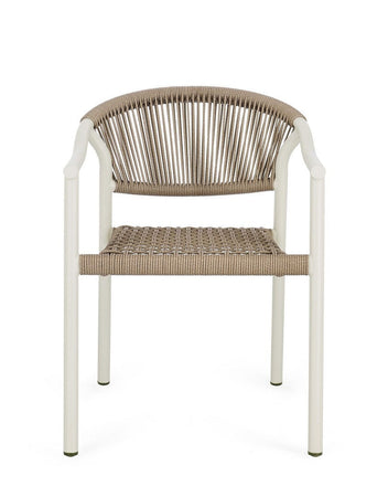 Sedia "Canarias" struttura in alluminio, intreccio in fibra sintetica, per interni ed esterni