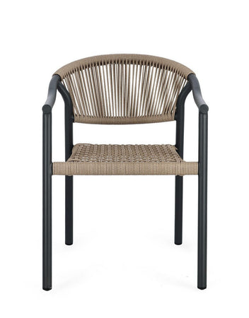 Sedia "Canarias" struttura in alluminio, intreccio in fibra sintetica, per interni ed esterni
