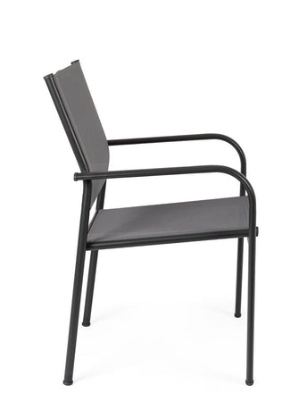 Sedia "Missouri" struttura in acciaio, con seduta e schienale in textilene, per interni ed esterni