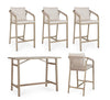 Set salotto Kalimera tavolo da bar + 4 sgabelli, per arredo giardino