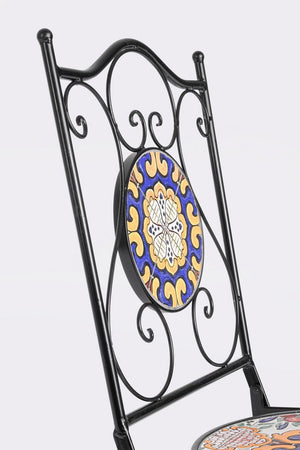 Sedia pieghevole "Santorini" in acciaio verniciato, con seduta e schienale in ceramica per giardino e veranda