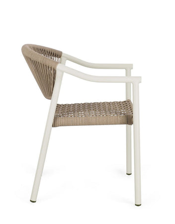 Sedia "Canarias" struttura in alluminio, intreccio in fibra sintetica, per interni ed esterni