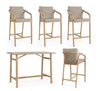 Set salotto Kalimera tavolo da bar + 4 sgabelli, per arredo giardino
