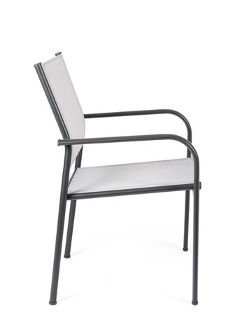 Sedia "Missouri" struttura in acciaio, con seduta e schienale in textilene, per interni ed esterni