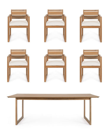 Set salotto "Adrian" tavolo + 6 sedie con braccioli, per arredo giardino