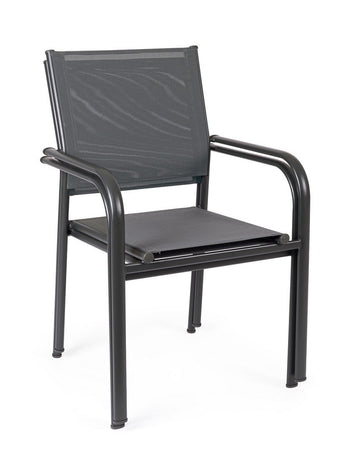 Sedia "Missouri" struttura in acciaio, con seduta e schienale in textilene, per interni ed esterni