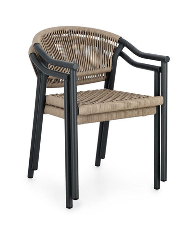 Sedia "Canarias" struttura in alluminio, intreccio in fibra sintetica, per interni ed esterni