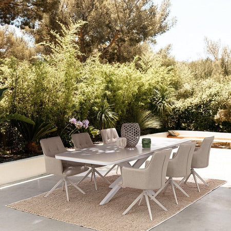 Sedia "Skagen" girevole, struttura in alluminio, con tessuto idrorepellente, per interni ed esterni