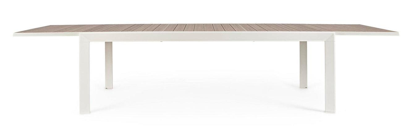 Tavolo "Belmar" allungabile con struttura in alluminio, piano con doghe, per arredo interno ed esterno