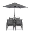 Set tavolo Pompei con sedie e ombrellone, in alluminio verniciato antracite, per esterno