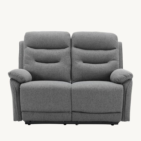 Divano "Andromeda" con doppio recliner manuale e rivestimento in tessuto grigio per interno