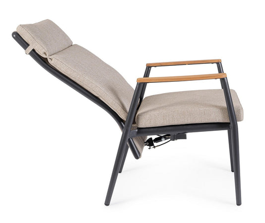 Poltrona reclinabile "Flobert" struttura in alluminio, con tessuto idrorepellente olefin