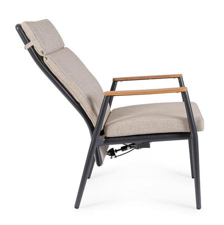 Poltrona reclinabile "Flobert" struttura in alluminio, con tessuto idrorepellente olefin