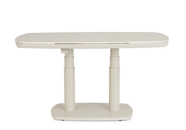 Tavolo "Talete" regolabile con struttura in alluminio, piano in pietra sinterizzata, per arredo interno ed esterno