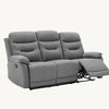 Divano Andromeda con doppio recliner manuale e rivestimento in tessuto grigio per interno