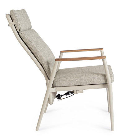 Poltrona reclinabile "Flobert" struttura in alluminio, con tessuto idrorepellente olefin