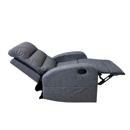 Poltrona "Phoenix" con recliner manuale e rivestimento in tessuto grigio per interno