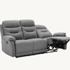 Divano Andromeda con doppio recliner manuale e rivestimento in tessuto grigio per interno