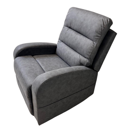 Poltrona "Phoenix" con recliner manuale e rivestimento in tessuto grigio per interno