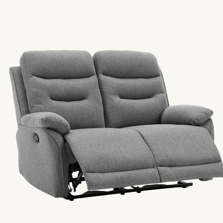 Divano "Andromeda" con doppio recliner manuale e rivestimento in tessuto grigio per interno
