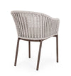 Sedia Salines struttura in alluminio, con braccioli, intreccio in corda, per interni ed esterni