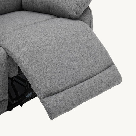 Divano "Andromeda" con doppio recliner manuale e rivestimento in tessuto grigio per interno