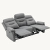 Divano Andromeda con doppio recliner manuale e rivestimento in tessuto grigio per interno