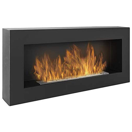 Camino a Bioetanolo da parete "Siena" in Acciaio da 2,5 Kw arredamento Moderno 90 cm