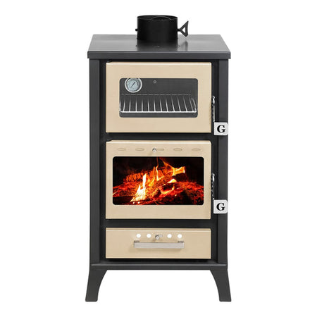Stufa a legna "Ares" 15,3 kw con forno in acciaio verniciato h 91,5 cm