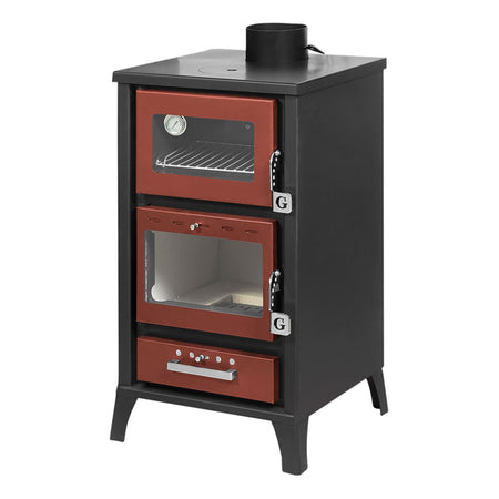 Stufa a legna "Ares" 15,3 kw con forno in acciaio verniciato h 91,5 cm