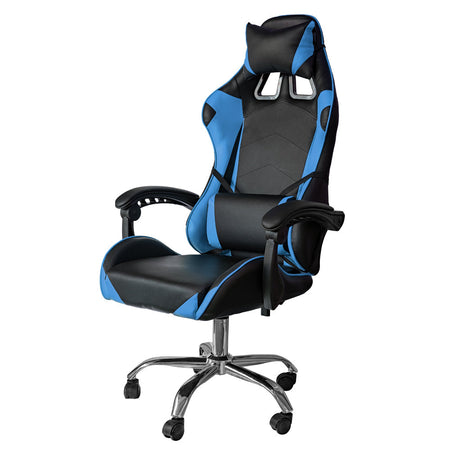 Poltrona Gaming reclinabile da ufficio con supporto lombare e poggiatesta Blu