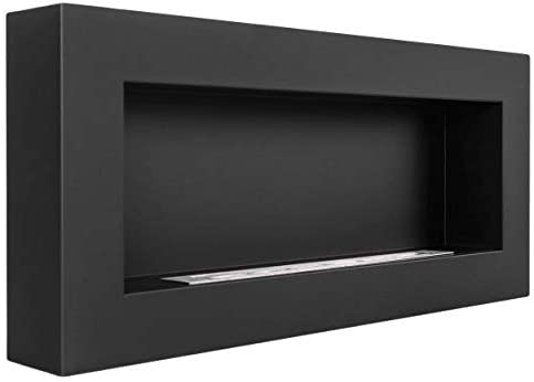 Camino a Bioetanolo da parete "Siena" in Acciaio da 2,5 Kw arredamento Moderno 90 cm