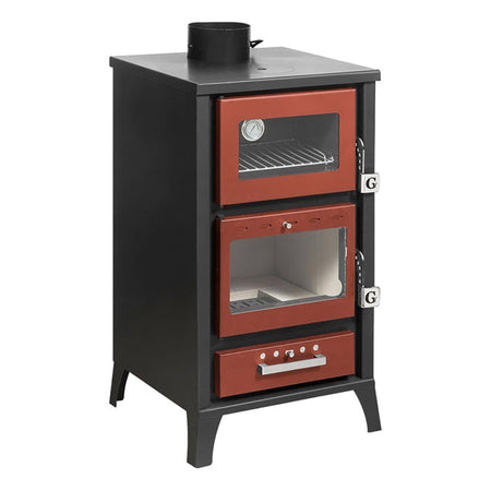 Stufa a legna "Ares" 15,3 kw con forno in acciaio verniciato h 91,5 cm