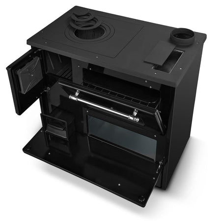 Cucina a legna "Beatrice" 9 kw con forno in acciaio verniciato h 79 cm