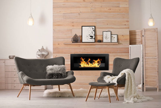 Camino a Bioetanolo da incasso "Livorno" in Acciaio con vetro da 2,5 Kw arredamento Moderno 90 cm