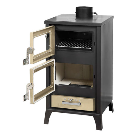 Stufa a legna "Ares" 15,3 kw con forno in acciaio verniciato h 91,5 cm
