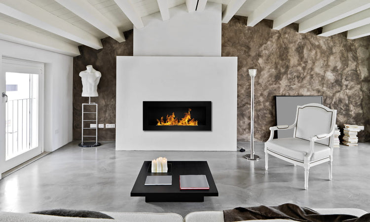 Camino a Bioetanolo da incasso "Lucca" in Acciaio da 2,5 Kw arredamento Moderno 90 cm