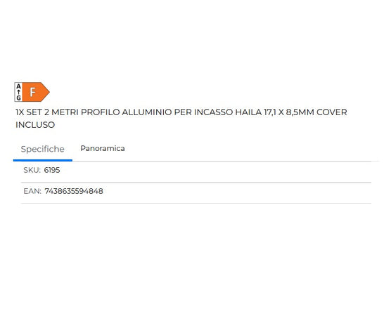 SHANYAO - SET 2 MT PROFILO INCASSO HAILA+COV.