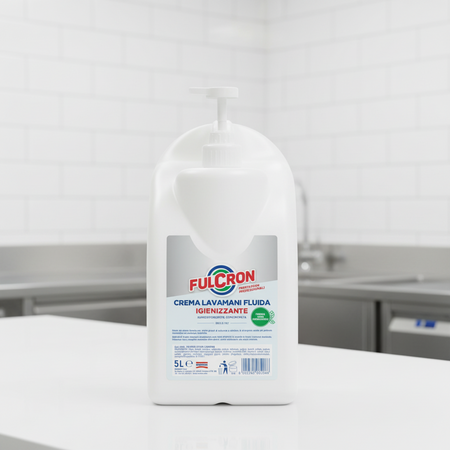 Pasta lavamani sgrassante professionale "Fulcron crema lavamani" fluida ed igienizzante 5 lt