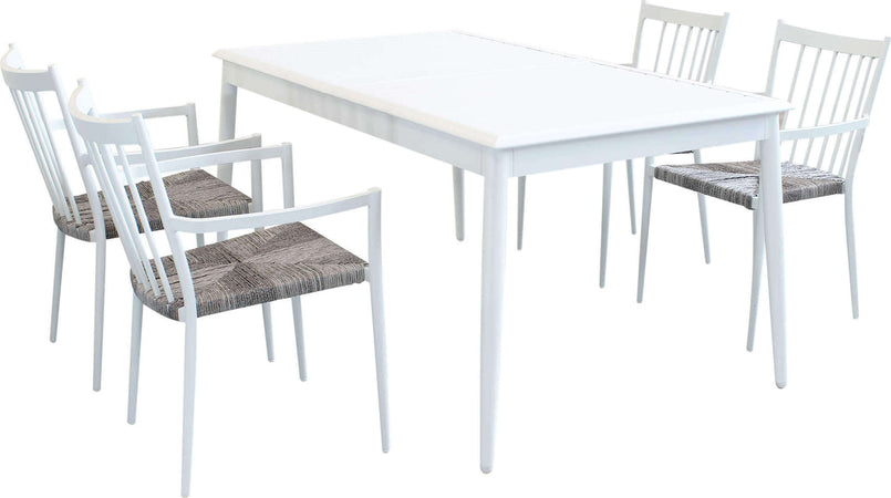 IMPERIUM---set-tavolo-in-alluminio-cm-160/240x90x76-h-con-4-sedute-Bianco-Milani-Home