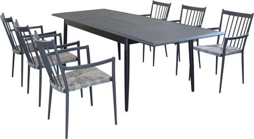 IMPERIUM---set-tavolo-in-alluminio-cm-160/240x90x76-h-con-6-sedute-Antracite-Milani-Home