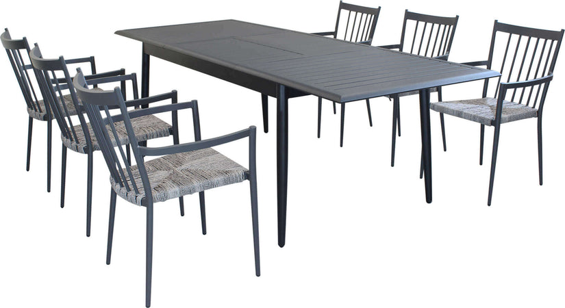 IMPERIUM---set-tavolo-in-alluminio-cm-160/240x90x76-h-con-6-sedute-Antracite-Milani-Home