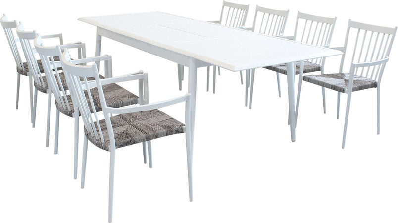 IMPERIUM---set-tavolo-in-alluminio-cm-160/240x90x76-h-con-8-sedute-Bianco-Milani-Home