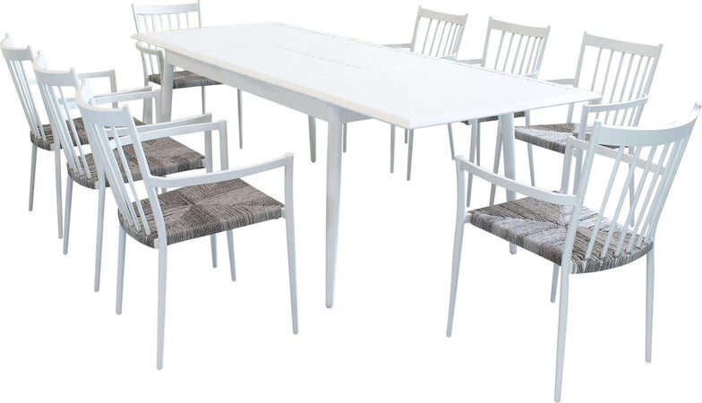 IMPERIUM---set-tavolo-in-alluminio-cm-160/240x90x76-h-con-8-sedute-Bianco-Milani-Home