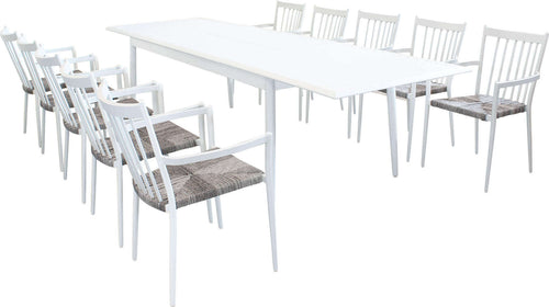 IMPERIUM---set-tavolo-in-alluminio-cm-200/300x90x76-h-con-10-sedute-Bianco-Milani-Home
