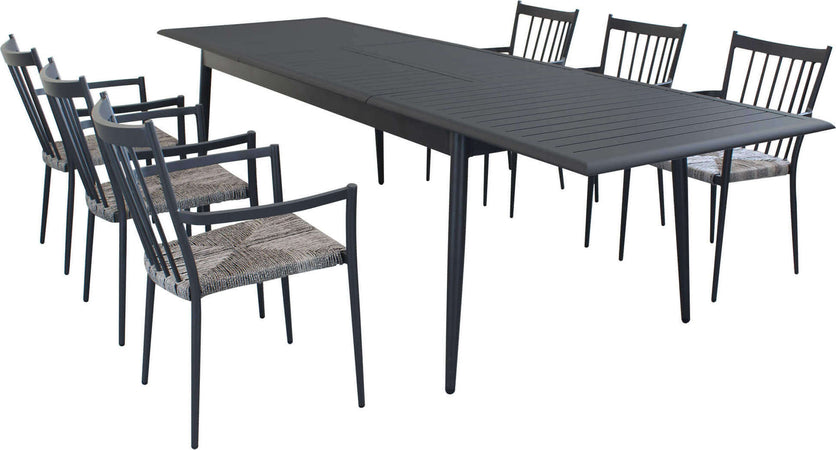 IMPERIUM---set-tavolo-in-alluminio-cm-200/300x90x76-h-con-6-sedute-Antracite-Milani-Home