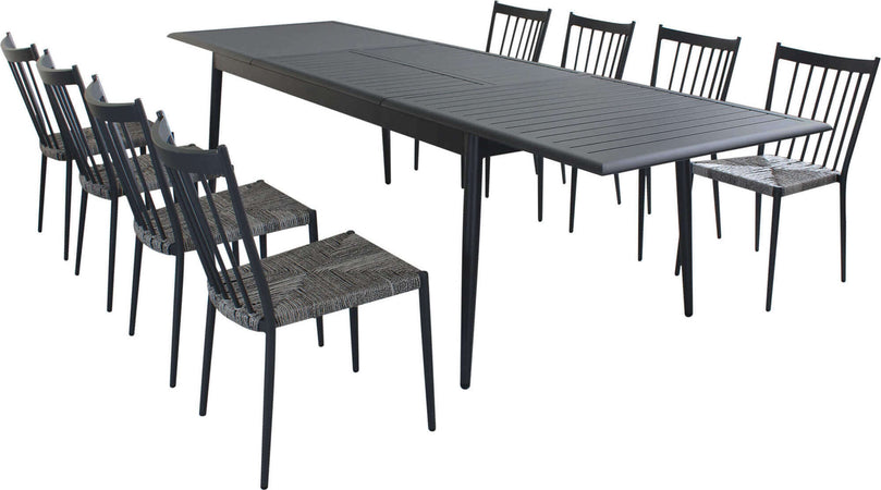IMPERIUM---set-tavolo-in-alluminio-cm-200/300x90x76-h-con-8-sedute-Antracite-Milani-Home