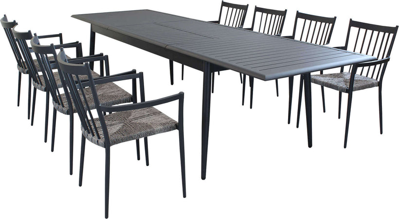 IMPERIUM---set-tavolo-in-alluminio-cm-200/300x90x76-h-con-8-sedute-Antracite-Milani-Home