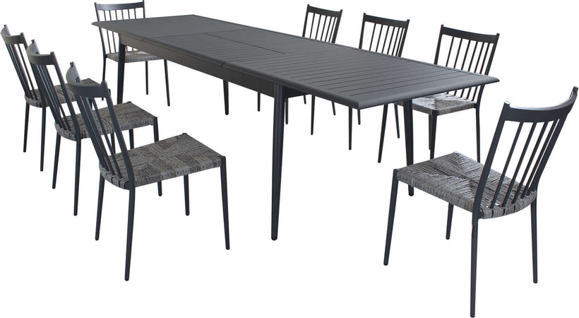 IMPERIUM---set-tavolo-in-alluminio-cm-200/300x90x76-h-con-8-sedute-Antracite-Milani-Home