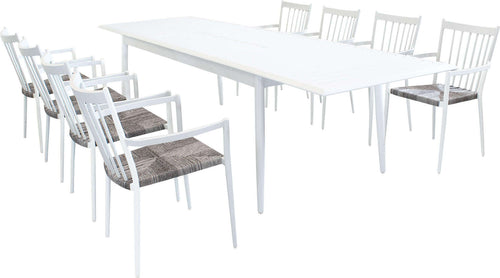IMPERIUM---set-tavolo-in-alluminio-cm-200/300x90x76-h-con-8-sedute-Bianco-Milani-Home
